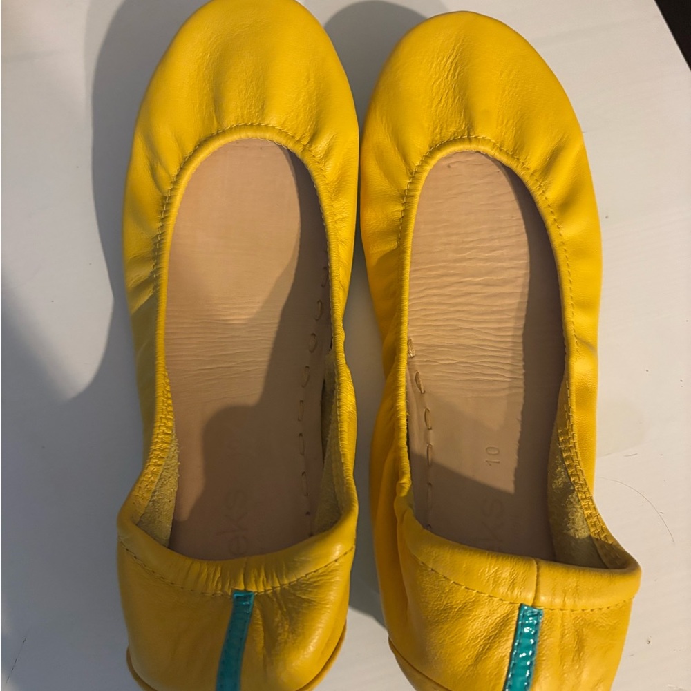 Tieks Yellow Flats with Blue Accent
